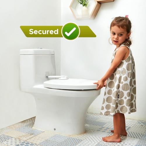 Baby Toilet Lock by Wappa Baby - 9L x 4W - Ideal Baby Proof Toilet Lid Lock - No Tools Needed Easy Installation with 3M Adhesive - Top Safety Toilet Seat Lock - Fits Most Toilets - White (1 Pack)