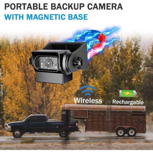 EWAY Strong Magnetic Wireless Backup Camera for iPhone Android, WiFi Hitch Camera Rechargeable Battery for Hitch Gooseneck Travel Boat Horse Trailer Truck Camper RV Front Rear View Reverse Back up