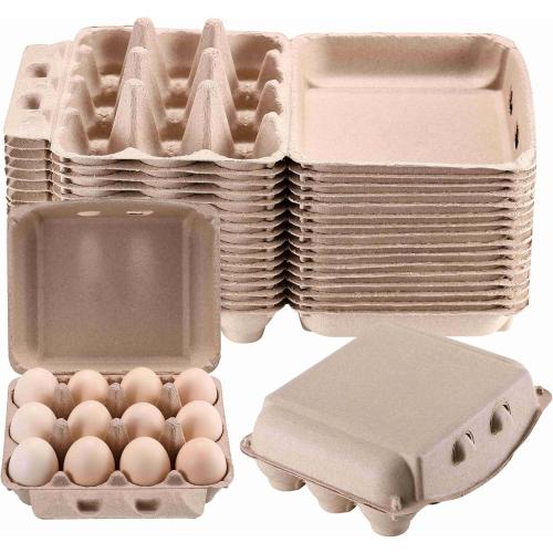 50 PCS Vintage Egg Cartons, Natural Paper Pulp Square Dozen Egg Cartons