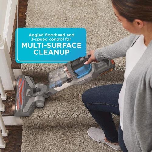 BLACK DECKER Cordless Vacuum, Powerseries Extreme, Stick Vacuum Cordless Rechargeable, Interchangeable Floorhead with Crevice Attachment, 3 Speed Control, Lightweight, Blue (BSV2020G)
