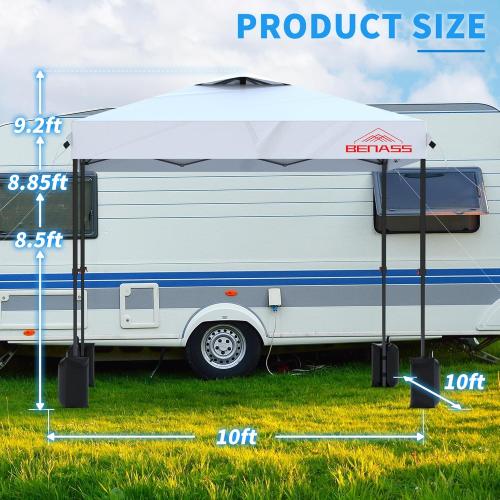 10x10 Pop Up Canopy with Sidewalls, Easy Up Canopy Tent, Heavy Duty Tents for Parties, One Person Set Up Event Tent, White