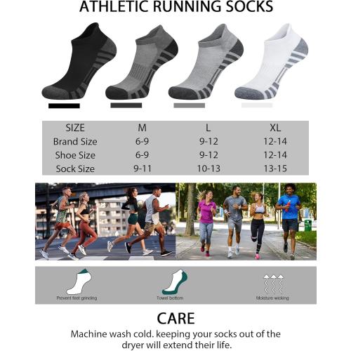 Airacker Ankle Athletic Running Socks Cushioned Breathable Low Cut Sports Tab Socks for Men and Women (6 Pairs)