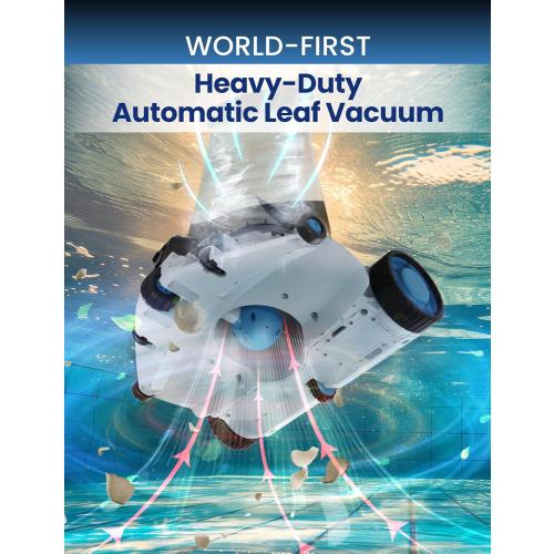 Automatic Leaf Robotic Pool Vacuum Cleaner Heavy‑Duty Pool Opening Heavy Debris 360° Ultra‑Wide Suction Inlet, 1.85‑Gal X-Large Bag, 62 GPM Flow, 90‑Min, AutoPark - Ideal for Inground Aboveground Pool