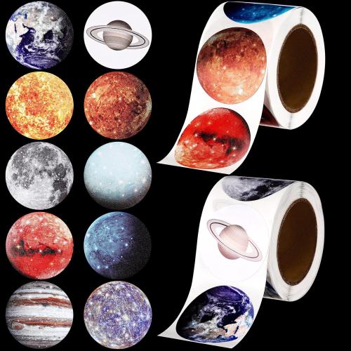 Lincia 500 Pcs Solar System Stickers Bulk Educational Planets Roll Space Stickers for Kids Science Classroom Space Theme Birthday Decorations Party Favors, 10 Styles