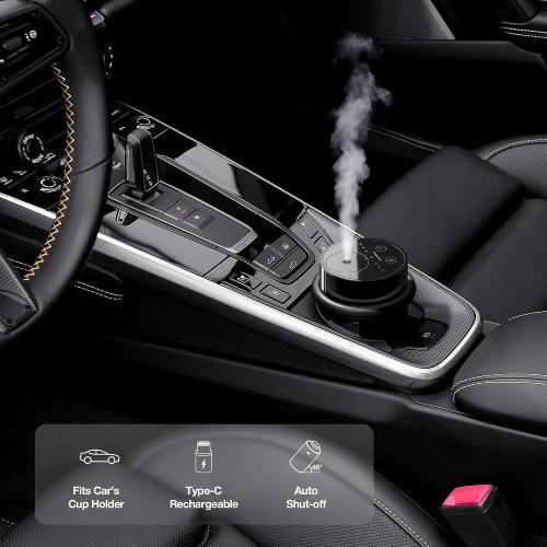 ANZ Waterless Diffuser for Essential Oil for Home, Room, Black | Up to 600 sq ft, Battery Operated, 20mL, Timers & Mist Levels, Car Diffuser, for Office, Bathroom, Cold Air, Portable