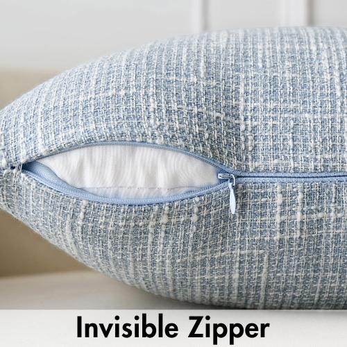 MIULEE 24x24 Inch Euro sham Burlap Linen Pillow Covers Set of 2 - Coastal Light Blue Washed Soft Skin-Friendly Texture Decorative Throw Pillows Home Decor for Farmhouse Modern Sofa,Bed,Couch,Patio