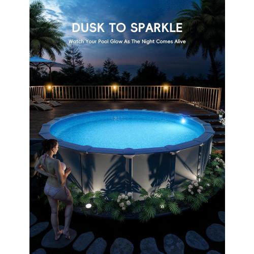 POOLHACKER Solar Pool Lights Only for Steel Wall Above Ground Pool【Original】, 10-Color 4-Mode LED Pool Lights, Underwater Swimming Pool Lighting with Timer Off, Remote, 1 Pack