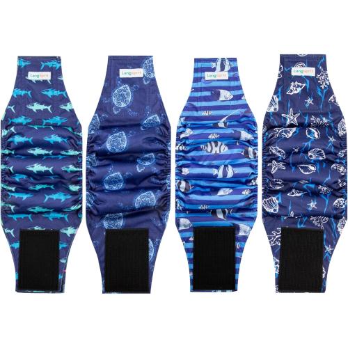 Male Dogs Diapers Belly Bands(4Pack), Washable Reusable Male Boy Doggy Wraps Panties for Doggie Puppy Pooping Potty Training Incontinence Marking Pañal para Perro X-Large