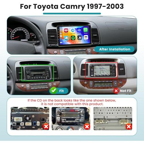 Roinvou 2 64G Radio for Toyota Camry 1997-2003 Android 13 Car Stereo Wireless Carplay, 9 inch Touch Screen for Camry Android Auto Bluetooth GPS WiFi FM RDS Mirror Link 26UI   Backup Camera