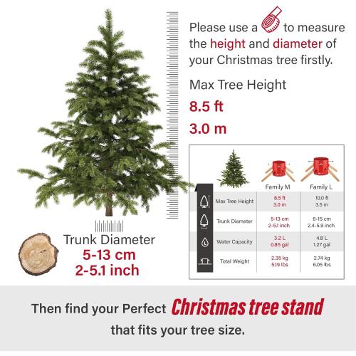 Tree Nest Christmas Tree Stand Base Xmas Modern Tree Metal Holder Stand for Real Tree Fits up to 7ft Family(Red)