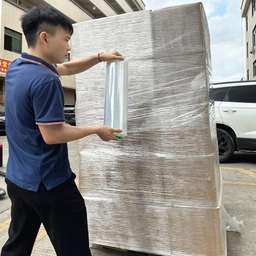 2-Pack Clear Stretch Wrap 18 x 1000 Feet 80 Gauge Industrial Strength with Plastic Handle, Plastic Pallet Supplies Durable Self-Adhering for Packing, Moving, Heavy Duty Shrink Film Rolls