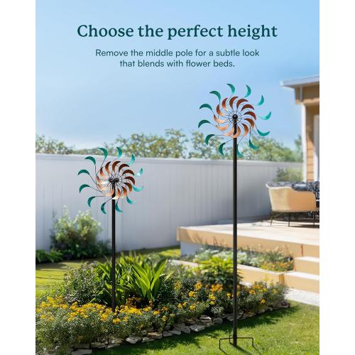 Wind Spinners Outdoor - Metal Windmill for Yard, Garden Spinners with Stake, Yard Art, Ideal Lovely Gift for Family Friends(13'' W x 54'' H)