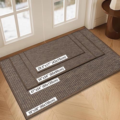 LEKEEPGO Door Mat 17x29, Non Slip Door Mat Indoor Entrance, Rubber Backing Indoor Door mats Washable Absorbent Low-Profile Doormat Front Entryway Entry Resist Dirt Inside Door Mats, Brown