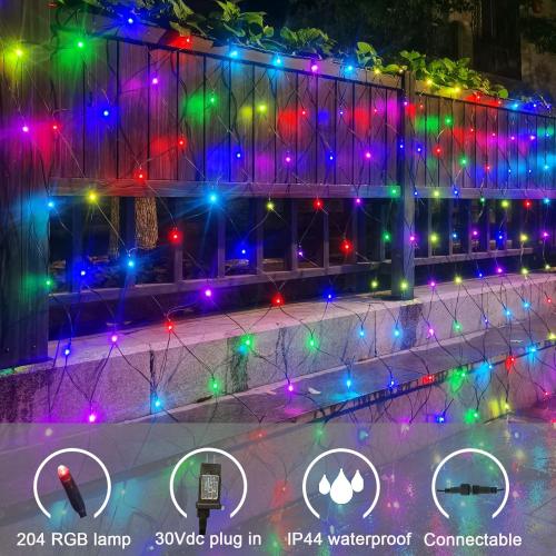 OYCBUZO 204 LED Net Lights, 9.8ft x 6.6ft 35 Colors Changing Christmas Mesh String Lights, Connectable Fairy Light Waterproof Outdoor Easter Decorations for Tree Bushes Holiday Party Garden