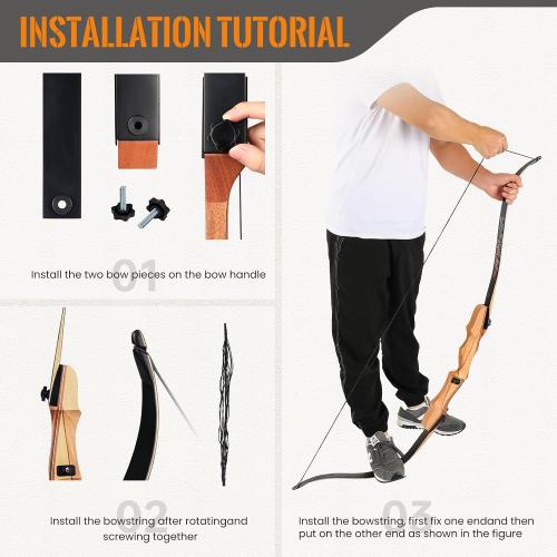 Motion Zeus Standard Target Archery for Adult & Youth Beginner, 62 Inch Wooden Takedown Recurve Bow for Training,Hunting, Practice & Competition（20-50lbs）