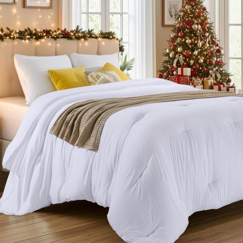 Utopia Bedding Comforters Twin Size, All Season Duvet Insert, Down Alternative Twin Comforter with Corner Tabs, Machine Washable Bed Comforter 64 x 88 Inches (White)