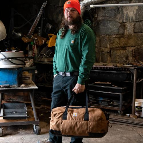 Color brown Carhartt Classic Duffels, Heavy-Duty Bag for Jobsite, Gym and Travel