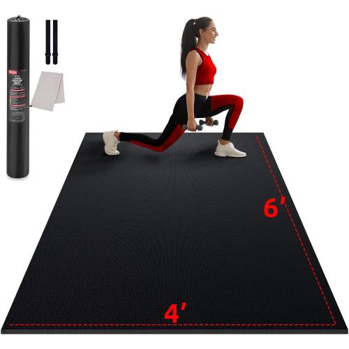 GymCope Large Exercise Mat for Home Workout,12‘x6’/10'x6'/9'x6'/8'x6'/7'x5'/6'x4' (7mm) Extra Thick Workout Mat, High-Density Gym Mat for Cardio, Jump Rope, MMA, Weights (Shoe-Friendly)