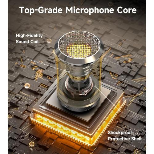 Wireless Microphones, Microphone with One-to-One Chip Connection and Rechargeable Receiver, 40H Duration, 200FT Range Receiving, Less Latency, Metal Construction Microphone for Singing