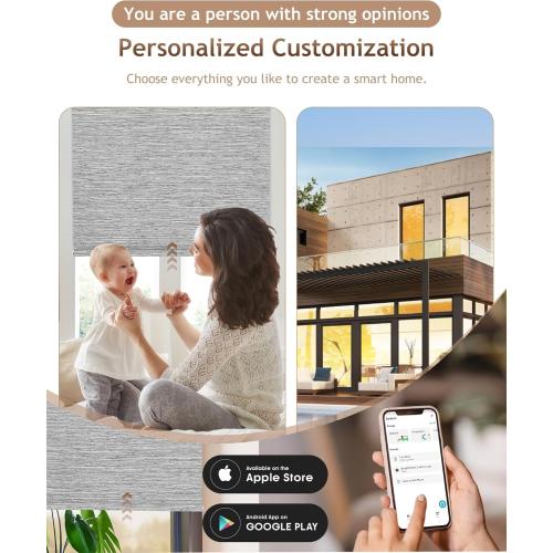 Kincmo Motorized Blinds with Remote,100% Blackout Motorized Roller Shades Work with Apple Homekit,Alexa,Google, Custom Electric Blinds with App,Voice Control (Dreamy Grey)