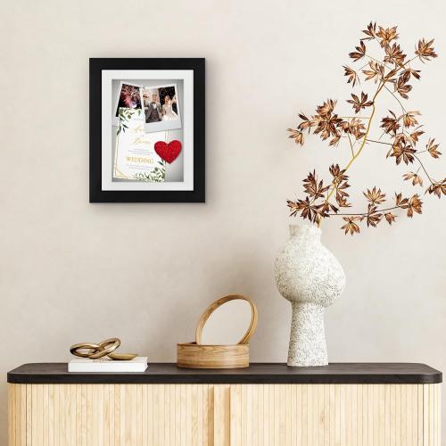 Americanflat 8x10 Shadow Box Frame with Shatter-Resistant Glass - Use as 6x8 Frame with Mat or 8x10 Without Mat - Silhouette Collection - Black with Soft Felt Back