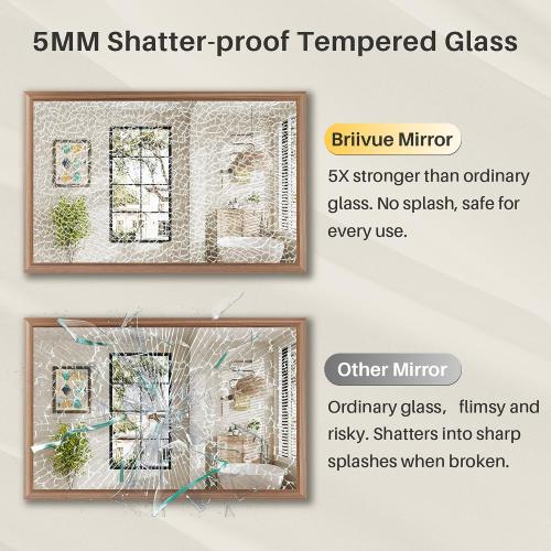 28x36 Inch Bathroom Mirror for Wall, Anti-Rust Walnut Wood Grain Metal Framed Bathroom Mirrors for Over Sink,Rectangler Mirrors for Bathroom Vanity, Farmhouse, Bedroom, Living Room, Entryway Decor