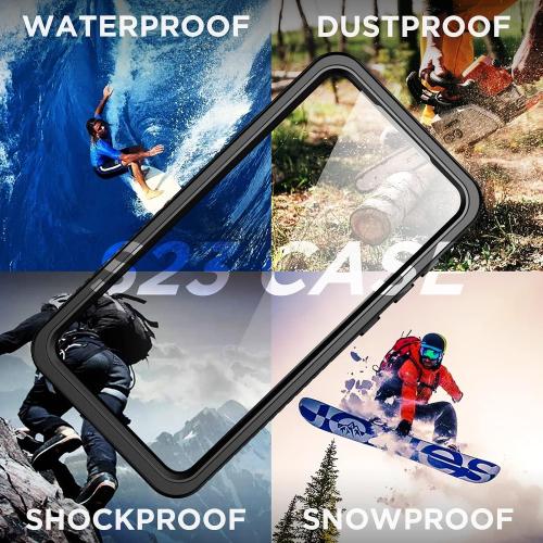 for Samsung Galaxy S23 Case,Waterproof Built-in Lens & Screen Protector[Full Body Shockproof][12 FT Military Drop Proof][Dustproof][IP68 Underwater] Case for Galaxy S23 5G 6.1’’-Black/Clear