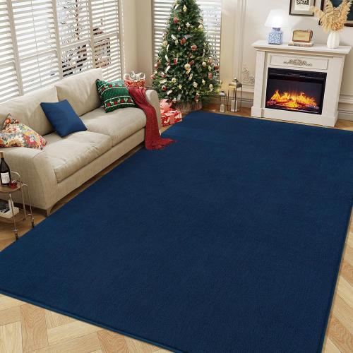 Amearea Modern Area Rugs for Bedroom Living Room, 4x6 Feet Navy Blue Thickened Memory Foam Rug, Fluffy Indoor Washable Rugs Non Slip Minimalist Carpet for Kids Boys Girls Dorm Nursery Room Decor