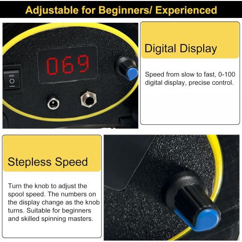 Electric Yarn Spinner Kit with Foot Controller & 3 Bobbins, Small Yarn Winder with Forward & Reverse