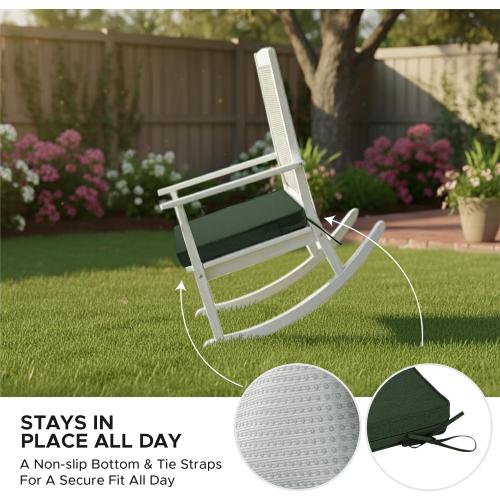 Outdoor Chair Cushions, Water-Resistant & Fade-Resistant, Patio Furniture Seat Replacement Chair Pads with Ties Zipper, Removable Cover, Non-Slip Bottom, Set of 6, 18.5 x 16 Inch, Olive Green