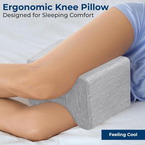 5 STARS UNITED Knee Pillow for Side Sleepers - Hip Pain Relief - Cooling Cover - Memory Foam Leg Cushion for Side Sleeping - Between Legs Pillow for Sciatica & Lower Back Pain, Arctic Gray