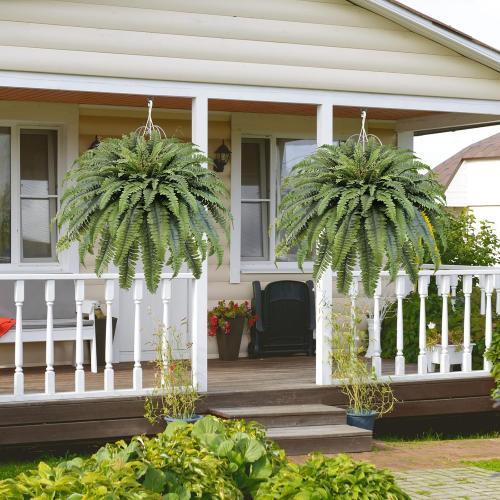 50 Fake Ferns Artificial Plants Large, 98 Fronds Artificial Ferns for Outdoors and Indoors, Suitable for Planter Garden Porch Office Decor