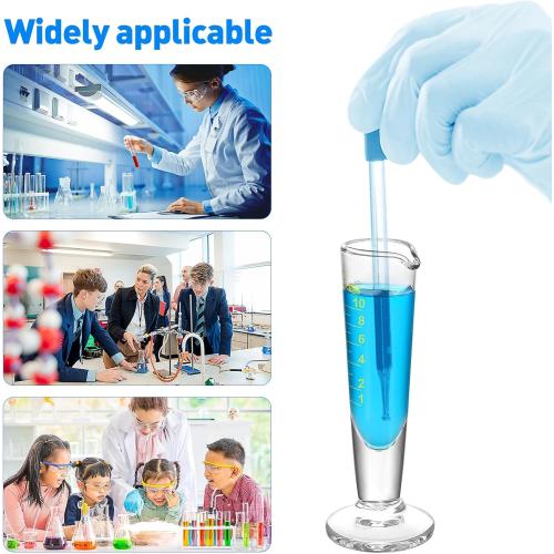 Baluue 10ml Graduated Cylinder, Borosilicate Glass Measuring Cup with Pour Spout, Conical Precise Lab Graduated Measuring Cylinder for Liquid, Science Labware