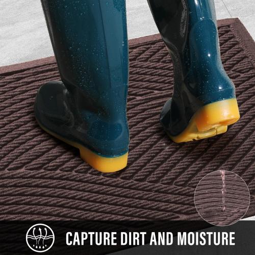 Sturdy Front Door Mat, Absorbent Muddy Dirt Resist Welcome Door Mats Outdoor Indoor, Stain and Fade Resistant, Non-Slip Backing Entry Mat Low Profile Doormat for Entryway, Coffee