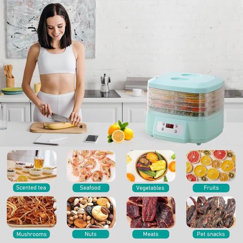 Color Blue Food Dehydrator 5 Trays Adjustable Temperature Fruit Meat Dehydrator For Jerky Machine