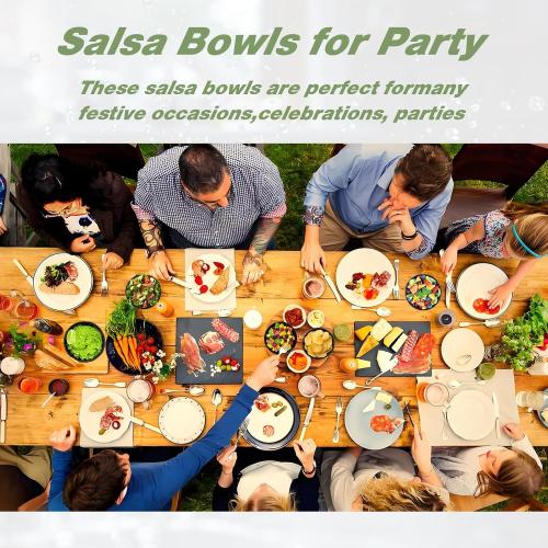 12 Pcs Salsa Bowls, 10.6 oz Mexican Salsa Bowls, BPA FREE Plastic Guacamole Bowl, Small Salsa Containers for Parties, Bowls Sets for Sauce, Chips, Dip, Nuts, Candy