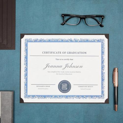 Pack of 48 Size 8.5 x 11 Certificate Holders - 48-Pack, Single-Sided, 8.5 x 11, Black - Bulk Diploma Covers & Certificate Folders for Employee Appreciation & Awards
