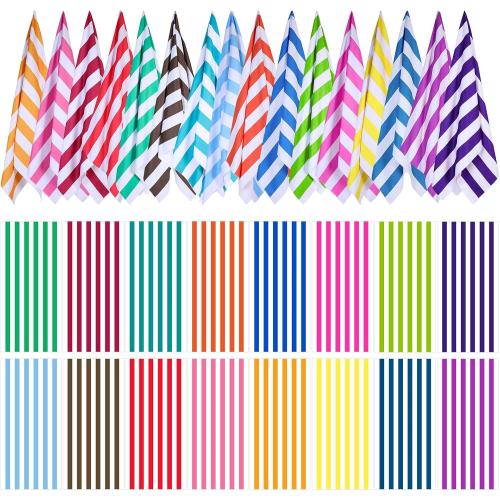 Redbaker 16 Packs 59 x 28 inches Oversized Stripes Beach Towel Bulk