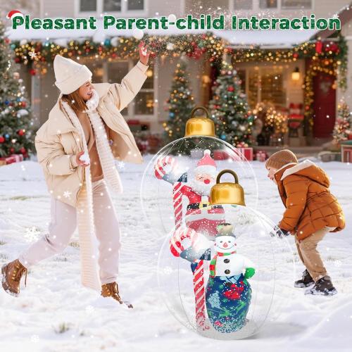 Inflatable Christmas Snowman Ball, 24 Inch Large Inflatable Outdoor Decorations Balls, Christmas Xmas Blow Up Ball for Yard (2-red&Green)