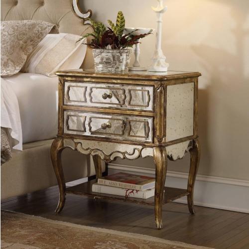 Hooker Furniture Bedroom Sanctuary 2 Drawer Nightstand Mirrored Leg Nightstand-Bling