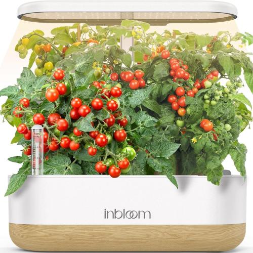 inbloom Hydroponics Growing System 12 Pods, Indoor Herb Garden with LEDs Full-Spectrum Plant Grow Light, Water Shortage Alarm, Automatic Timer, Height Adjustable,Gardening Gifts for Women, White