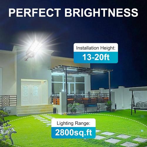 Solar Street Lights Outdoor Waterproof - LED Solar Flood Lights Outdoor Dusk to Dawn with Mention Sensor, Outdoor Solar Powered Floodlight for Parking Lot/Garden/Yard/Pathway Lighting