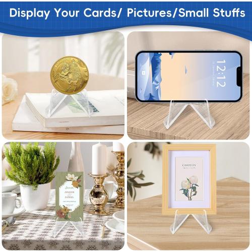 Acrylic Card Display Stands, 36 PCS Card Stands for Sports Cards, Clear Mini Easel Stand Holder for Challenge Coin Graded Card Sports Card PSA Card Baseball Card (36)