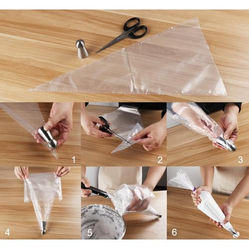 ilauke 100 Pack Cake Decorating Supplies 18 inch Piping Bags Disposable Thickened Large Pastry Bags with 4 Icing Bag Ties, Extra Thick Anti-Burst Piping Bags for Cookie