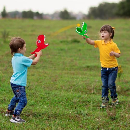 ArtCreativity Dinosaur Pop and Catch Game - Dino Pop and Catch Toy with 2 Catch Cup Launchers and 6 Balls - Press Trigger to Pop Out The Ball - Summer Games for Kids Outside Play - Outdoor Games