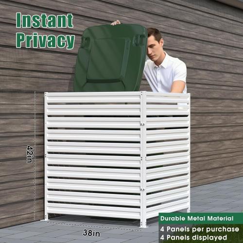 WHITE Metal Privacy Fence Panels for Outside, 42 H x 38 W (2 Panels) Air Conditioner Fences, Pool Equipment Enclosure Trash Can Fence, No Dig Privacy Screen Fencing for Outdoor, White