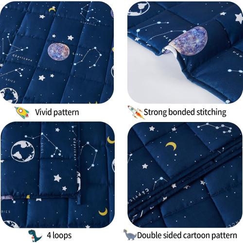 Weighted Blanket - 5 lbs Navy Starry Sky Heavy Blanket - Breathable Blanket