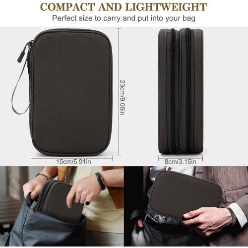 Coffee FYY Electronic Organizer, Large Travel Cable Organizer Bag Pouch Electronic Accessories Carry Case Portable Waterproof Double Layers All-in-One Storage Bag for Cable, Cord, Charger, Phone, Coffee