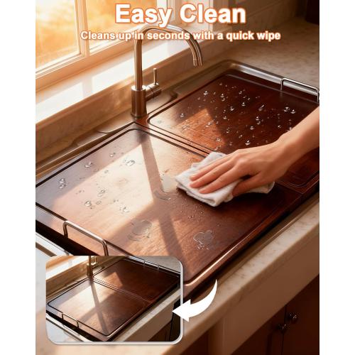 Foldable Noodle Board Stove Cover: 29.5 x 22 in Bamboo Stove Top Covers with Handle for Electric ＆ Gas Stoves,Serving Tray - Beautify Kitchen & Expand Prep Space