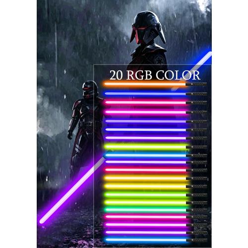 jvmusaber Lightsaber, 2-in-1 Dueling Light Saber 20 Colors for Adult-2PCs | 4 FX Sound and Motion Sensors Metal Hilt Dueling Light Saber Theme Parties Halloween Decoration Cosplay Birthday Gifts
